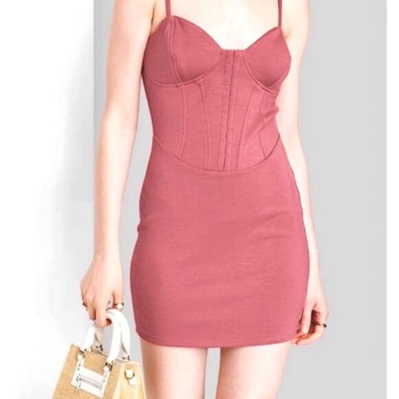 Women's Corset Mini Knit Bodycon Dress - Wild Fable Maroon XXS - Picture 1 of 3
